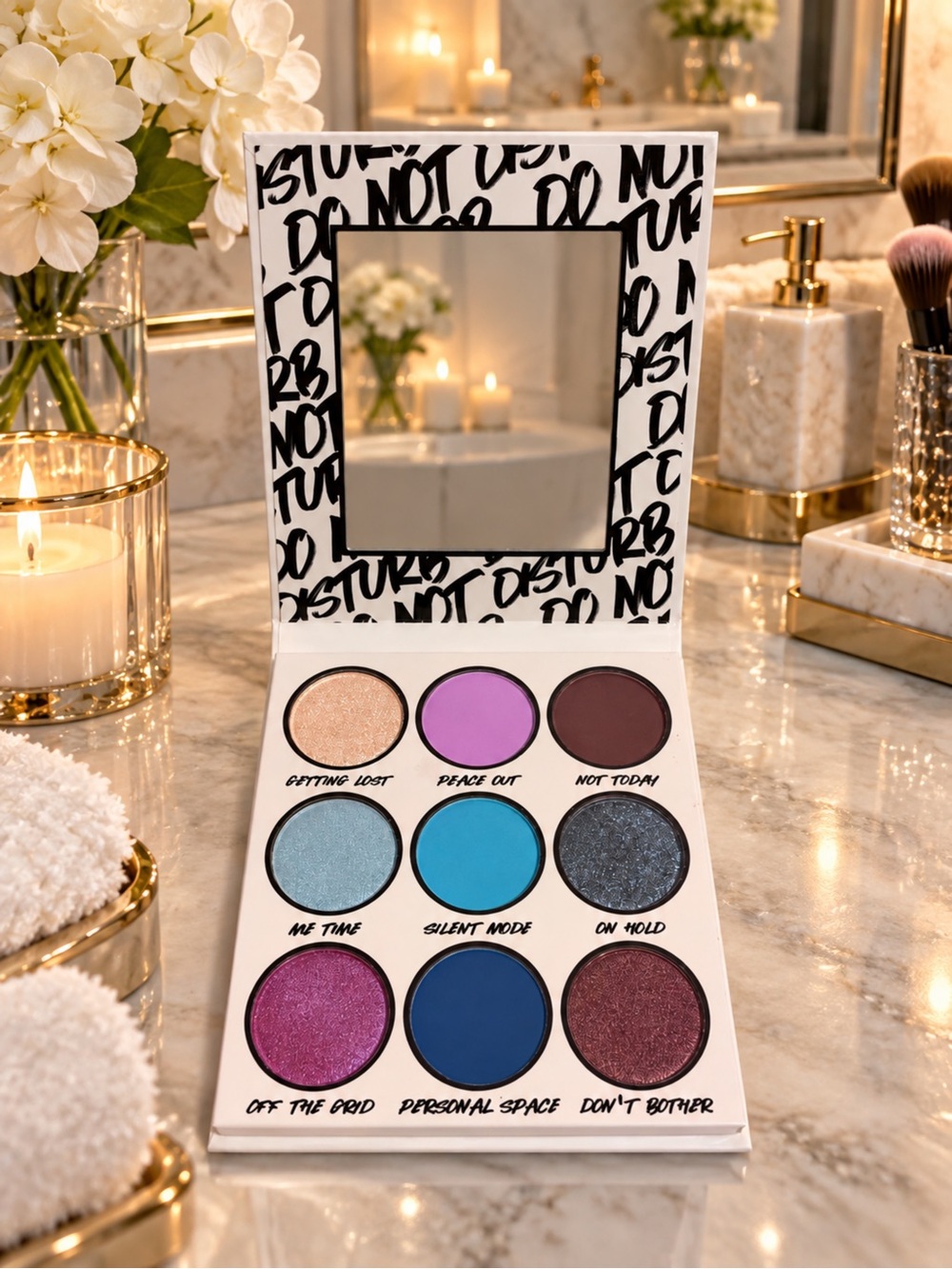 Do Not Disturb 9-Color Eyeshadow Palette — Pink, Purple & Blue Shades
